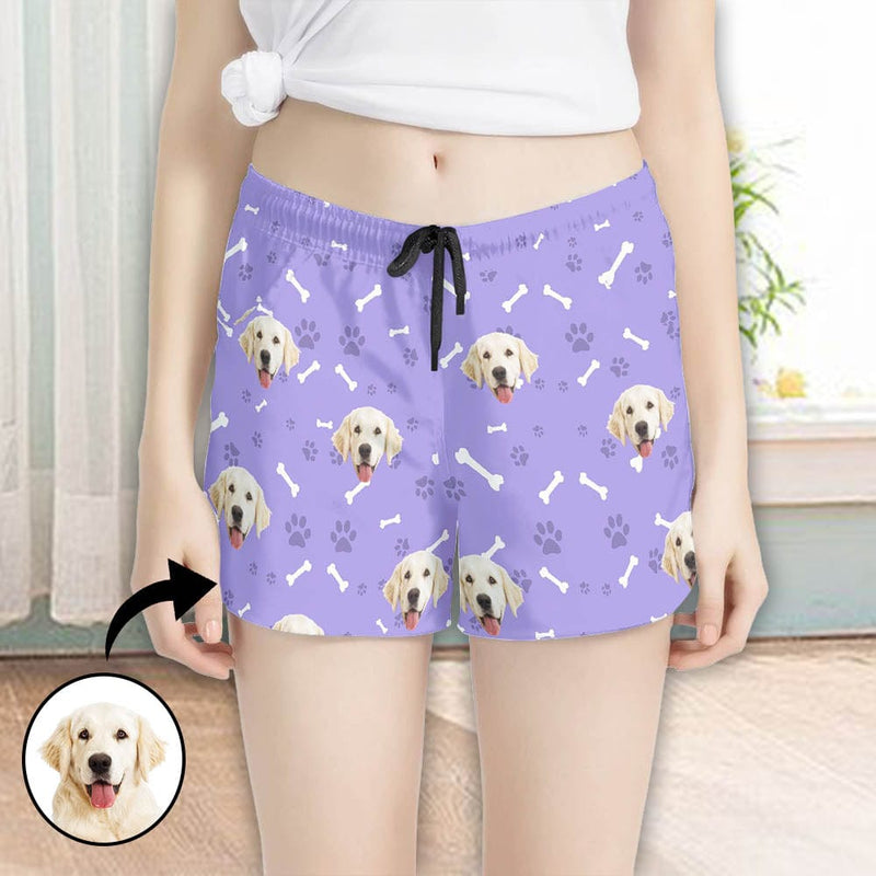 FacePajamas Pajama Pants Custom Face Women's Pajama Shorts Personalized Smiley Dog Sleepwear Shorts