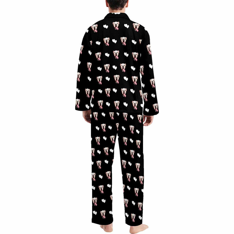 FacePajamas Custom Men's Long V-Neck Pajama Set Valentine's Day with My Special Sweetheart