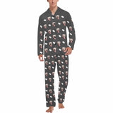 FacePajamas Custom Men's Long V-Neck Pajama Set Valentine's Day with My Special Sweetheart