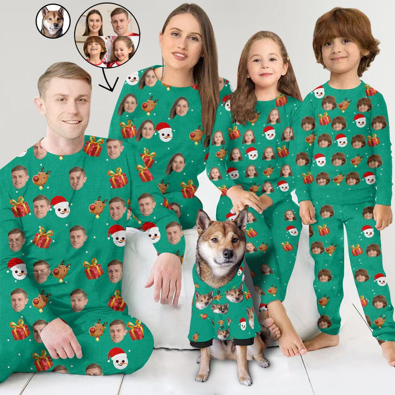 FacePajamas Pajama Mix Set Custom Photo Christmas Gift Pajamas Personalized Family Matching and Pet Hoodie Set Christmas Matching Sleepwear