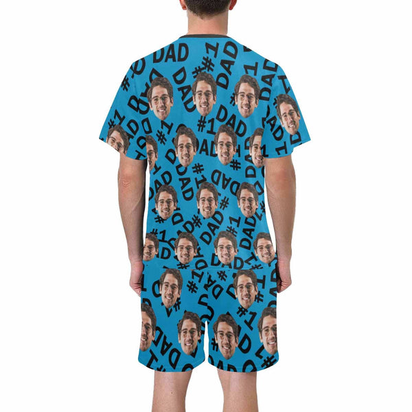 FacePajamas Pajama #Father's Day Pajamas-Custom Face My Cool Dad  Men's Crew Neck Short Sleeve Pajama Set