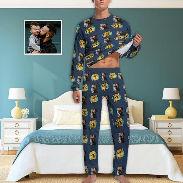 FacePajamas Pajama Father's Loungewear Custom Photo Super Dad Men's Pajamas Personalized Photo Pajama Set for Him