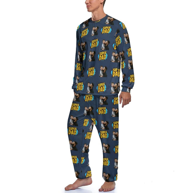 FacePajamas Pajama Father's Loungewear Custom Photo Super Dad Men's Pajamas Personalized Photo Pajama Set for Him