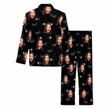 FacePajamas Pajama Shirt&Pajama Pants-Custom Face Pajamas Let Me Sleep Men's Sleepwear Personalized Photo Men's V-Neck Long Pajama Set