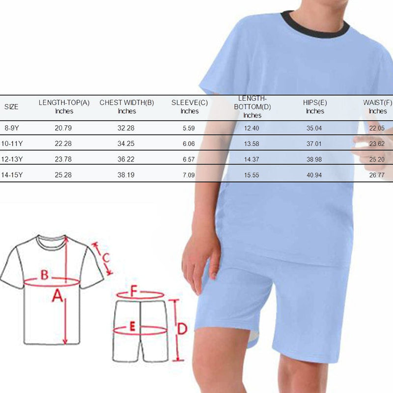 FacePajamas Pajamas [Special Sale] Big Boy Pajamas Custom Photo Sleepwear Happy Family Big Kids' Short Sleeve Pajama Set For Boys 8-15Y