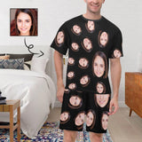 FacePajamas Pajama [Special Sale] Personalized Black Pajamas with Girlfriend Face Men's Sleepwear Custom Men's Crew Neck Short Sleeve Pajama Set