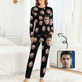 FacePajamas Pajama Women's Long Set / XS [Special Sale] Personalized Black Pajamas with Girlfriend Face Men's Sleepwear Custom Men's Crew Neck Short Sleeve Pajama Set