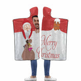 Custom Face Christmas Roof Flannel Hooded Blanket