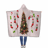 Custom Face Cute Christmas Socks Flannel Hooded Blanket