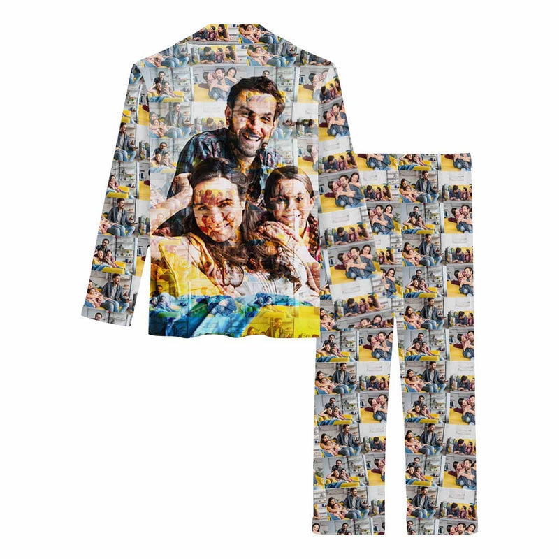 Custom Photos Couple Matching Pajamas Personalized Photo Loungewear Set Sleepwear For Men Women