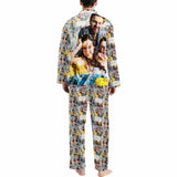 Custom Photos Couple Matching Pajamas Personalized Photo Loungewear Set Sleepwear For Men Women