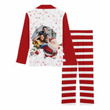 Custom Photo Santa Claus Red Couple Matching Pajamas Personalized Photo Loungewear Set Sleepwear For Christmas