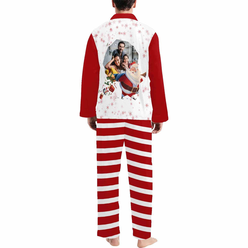 Custom Photo Santa Claus Red Couple Matching Pajamas Personalized Photo Loungewear Set Sleepwear For Christmas