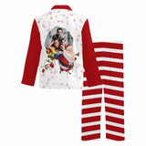 Custom Photo Santa Claus Red Couple Matching Pajamas Personalized Photo Loungewear Set Sleepwear For Christmas