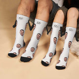 Custom Face Black&White Magnetic Holding Hands Socks Suction Funny Big Eye Socks