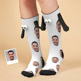 Custom Face Black&White Magnetic Holding Hands Socks Suction Funny Big Eye Socks