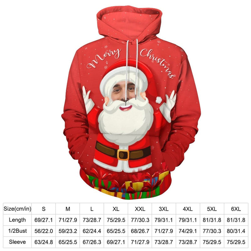 Personalised Funny Hoodies Custom Face Santa Claus Hoodie Unisex Large Size Design?Your?Own?Hoodie Personalized Loose Hoodie Top Outfits