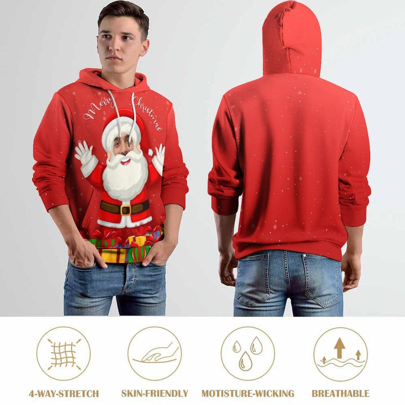 Personalised Funny Hoodies Custom Face Santa Claus Hoodie Unisex Large Size Design?Your?Own?Hoodie Personalized Loose Hoodie Top Outfits