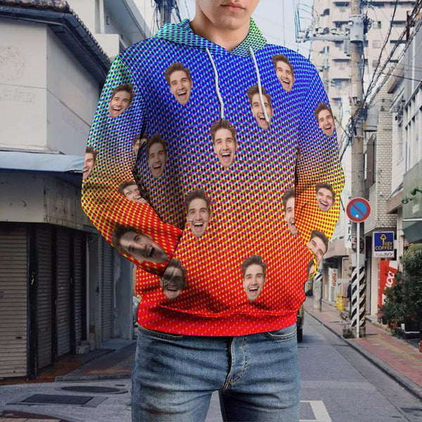 Custom Face Hoodie Cool?Hoodie?Designs Colorful Large Size Hooded Pullover Personalized Big Face Loose Hoodie Top Outfits