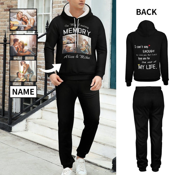 Custom Photo & Name Memory Hoodie Sweatpant Set Personalized Unisex Loose Hoodie Top Outfits