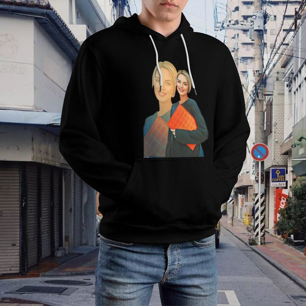 Custom Photo Plus Size Hoodie with Pictures Black?Hoodie?with?Design Ghosting Personalized Face Unisex Loose Hoodie Custom Top Outfits