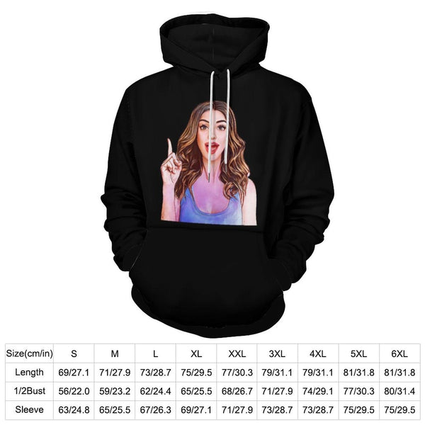 Custom Photo Plus Size Hoodie with Pictures Black?Hoodie?with?Design Personalized Face Unisex Loose Hoodie Custom Top Outfits