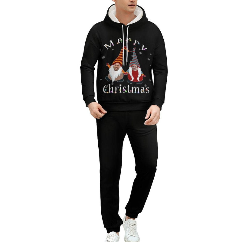 Custom Faces Merry Christmas Hoodie Sweatpant Set Personalized Unisex Loose Hoodie Top Outfits