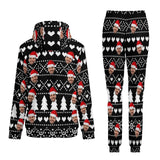Custom Faces Christmas Black Hoodie Sweatpant Set Personalized Unisex Loose Hoodie Top Outfits