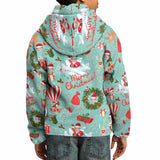 Custom Face Airplane Christmas Pattern Hoodie for 5~15Y Youth Personalized Hooded Pullover Loose Hoodie