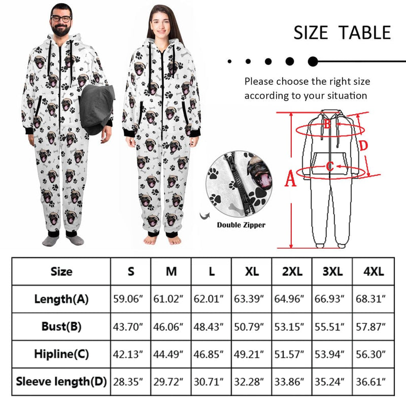 [Thick Soft Fabric] Funny Flannel Fleece Adult Onesie Pajamas Custom Face Christmas Lights on Black Background Jumpsuit Homewear