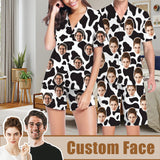 Custom Couples Pajamas Face Black White Couple Matching Pajama Set
