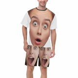 PRICE DROP-Custom Face Funny Emoji Pajamas Personalized Men's Crew Neck Short Sleeve Pajama Set