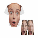 PRICE DROP-Custom Face Funny Emoji Pajamas Personalized Men's Crew Neck Short Sleeve Pajama Set