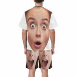 PRICE DROP-Custom Face Funny Emoji Pajamas Personalized Men's Crew Neck Short Sleeve Pajama Set