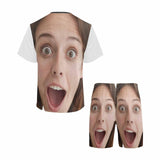 PRICE DROP-Custom Face Funny Emoji Pajamas Personalized Men's Crew Neck Short Sleeve Pajama Set