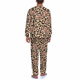 [High Quality]Custom Face Leopard Men's Pajamas Personalized Photo Sleepwear Sets Funny Nightwear for Him