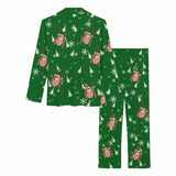 Custom Face Merry Christmas Gift Tree Hat Snow Nightwear Fashion Design Women's Long Pajama Set