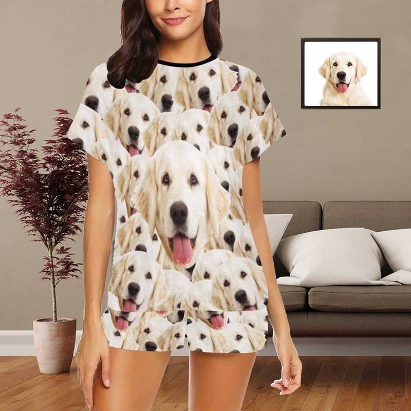 Custom Face Pajamas My Lovely Dog Sleepwear Personalized Women's Long&Short Sleeve Pajama Set