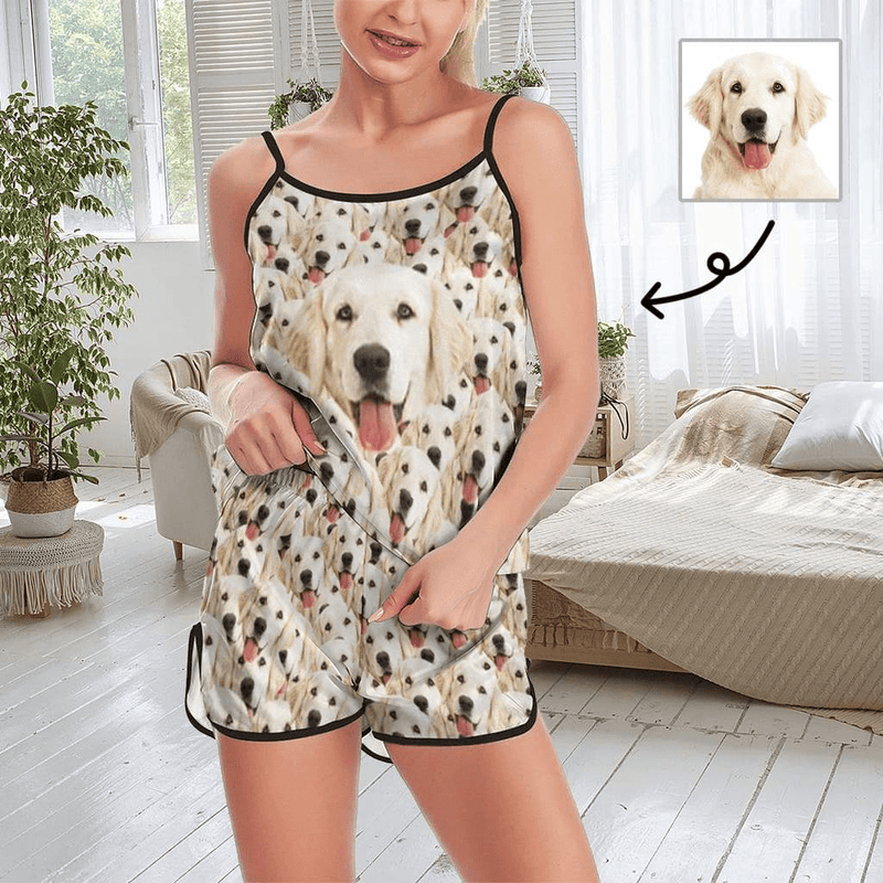 Custom Face Pajamas My Lovely Dog Sleepwear Personalized Women's Long&Short Sleeve Pajama Set