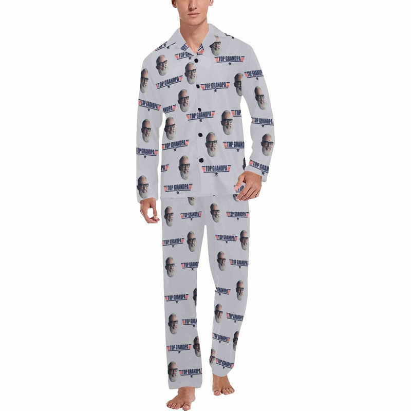 Custom Face Print Long Pajama Set&Grandma Grandpa Pajamas Personalized Photo Long Pajama Set Sleepwear