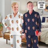 Custom Face Print Grandma Grandpa Pajamas Photo Long Pajama Set