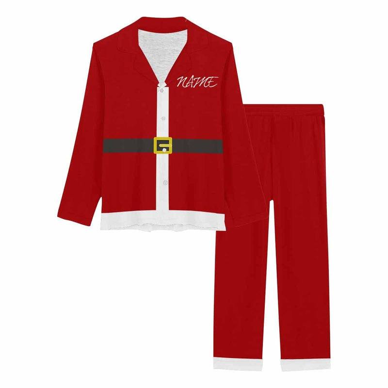 Custom Name Pajamas Santa Claus Nightwear Personalized Women's Slumber Party Long Pajama Set