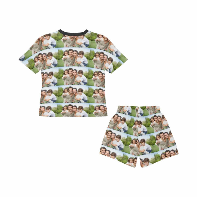 Custom Photo Family Sleepwear Personalized Family Matching Short Sleeve Pajamas Set