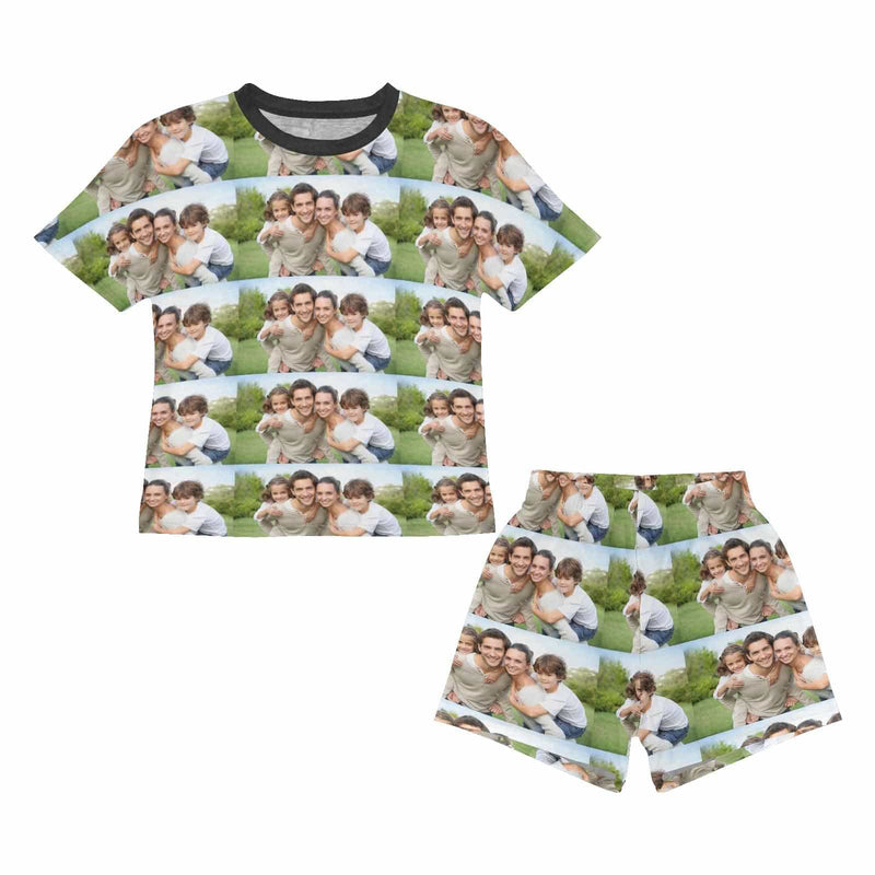 Custom Photo Family Sleepwear Personalized Family Matching Short Sleeve Pajamas Set