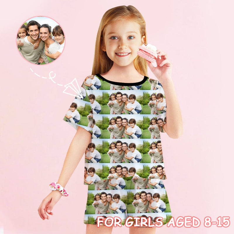 Custom Photo Family Sleepwear Personalized Family Matching Short Sleeve Pajamas Set