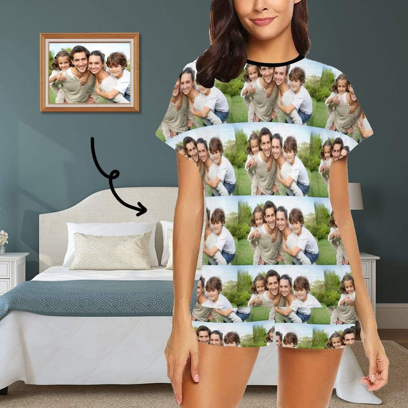 Custom Photo Family Sleepwear Personalized Family Matching Short Sleeve Pajamas Set