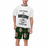 #Father's Day Pajamas-Custom Face Awesome Dad Looks Like Men's Crew Neck Short Sleeve Pajama Set