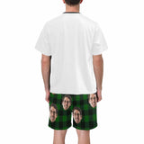 #Father's Day Pajamas-Custom Face Awesome Dad Looks Like Men's Crew Neck Short Sleeve Pajama Set