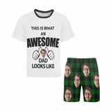 #Father's Day Pajamas-Custom Face Awesome Dad Looks Like Men's Crew Neck Short Sleeve Pajama Set