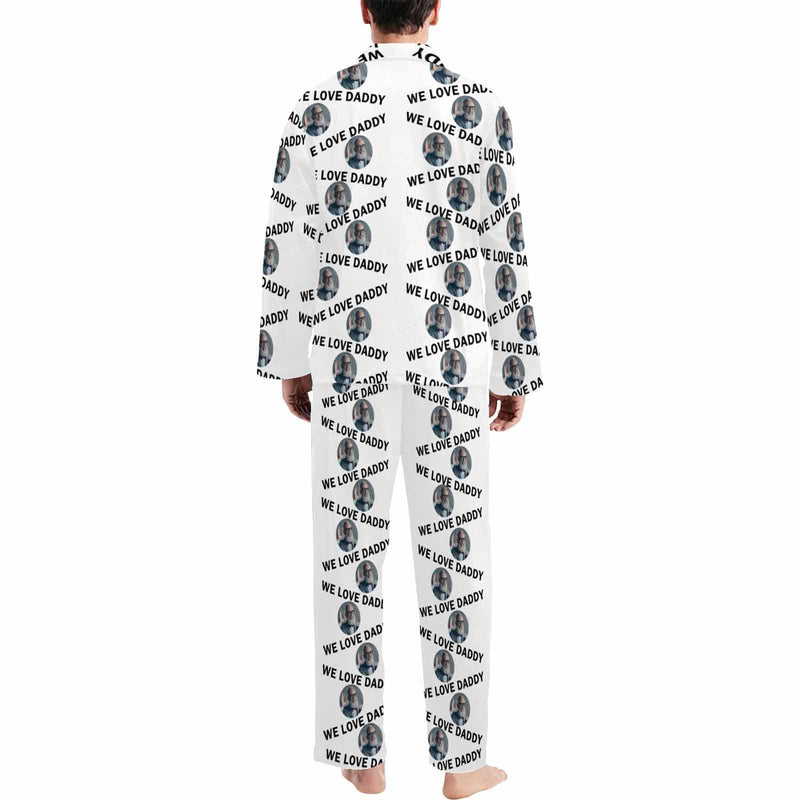 Father's Day Pajamas for Men-Custom Photo We Love Dad Pajamas Personalized Men's V-Neck Long Sleeve Pajama Set